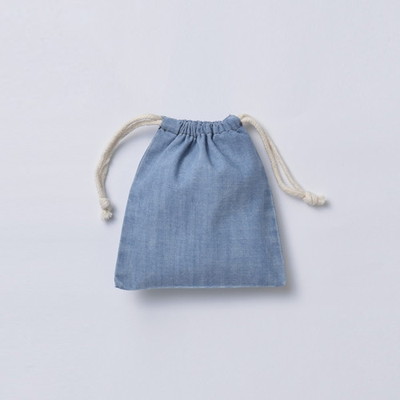 デニム巾着（S)　W160×H180　ヴィンテージブルー　無地品（印刷なし）