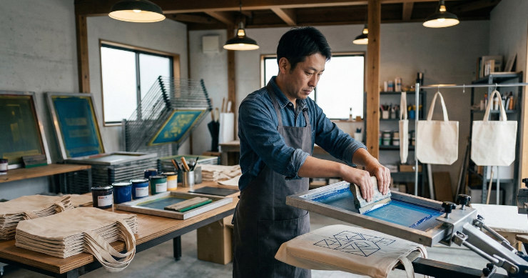 トートバッグ印刷の作業イメージ