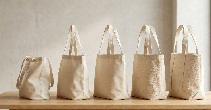 薄いトートバッグと厚いトートバッグの比較