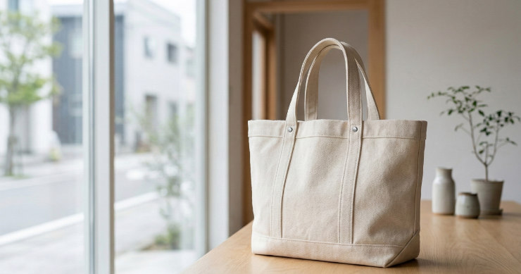 厚手キャンバストートバッグの高級感ある質感