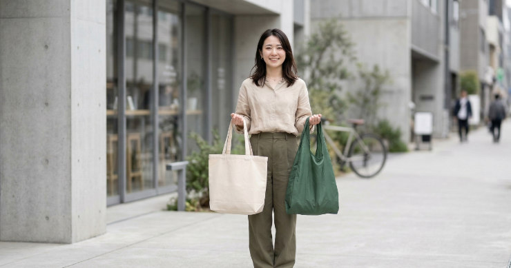 トートバッグとエコバッグの使用シーン比較