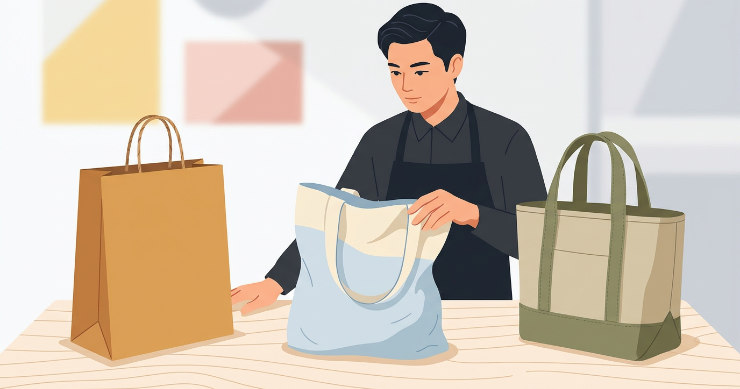 紙やコットンなど様々な素材のショッパー袋